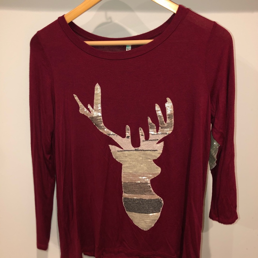 Auditions women’s 3/4 sleeve shirt with deer